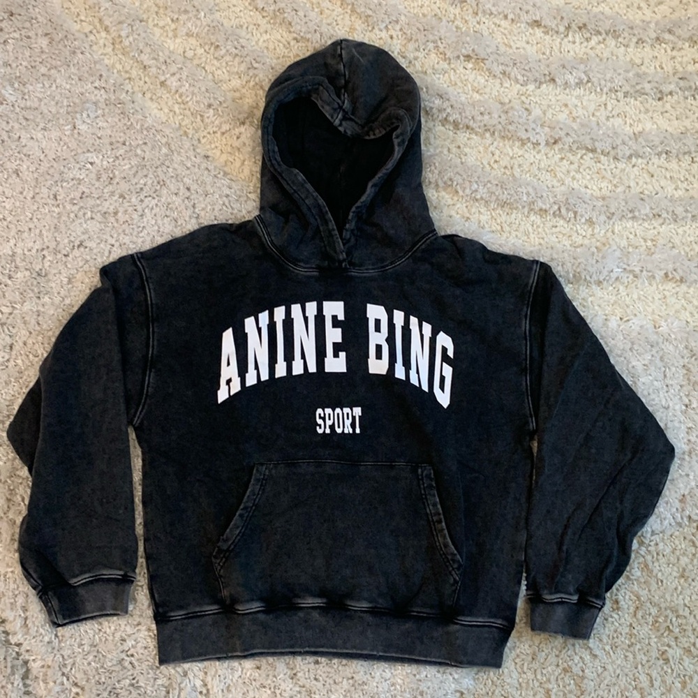 Anine Bing Sport Washed Black Pullover Hoodie Women’s Size Small